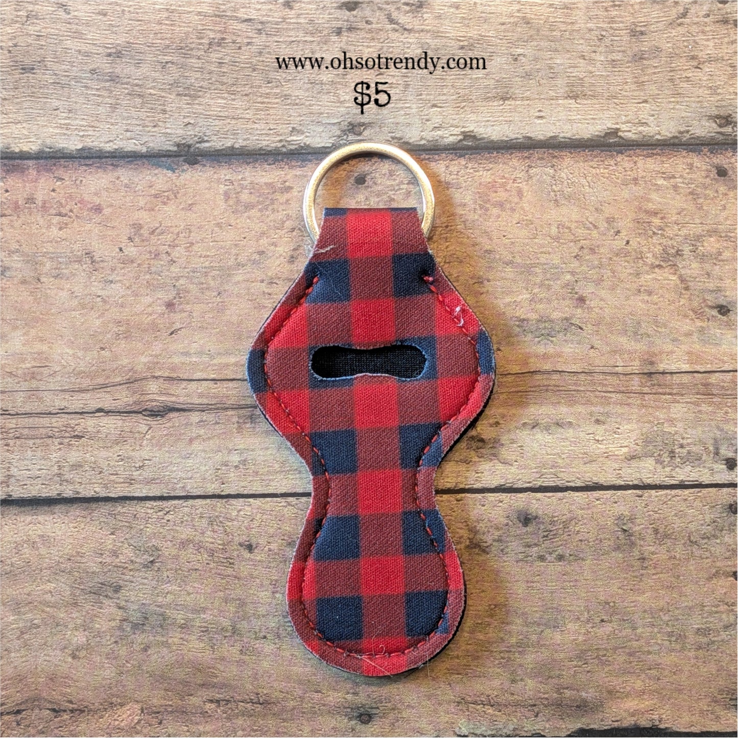 PLAID CHAPSTICK HOLDER KEYCHAIN