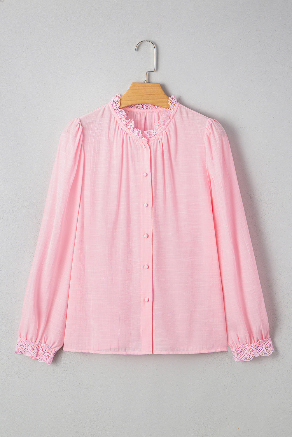Pink Lace Button Up Blouse August.