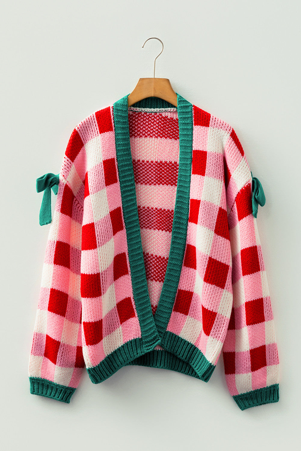 Pink Plaid Bowknot Cardigan RTS