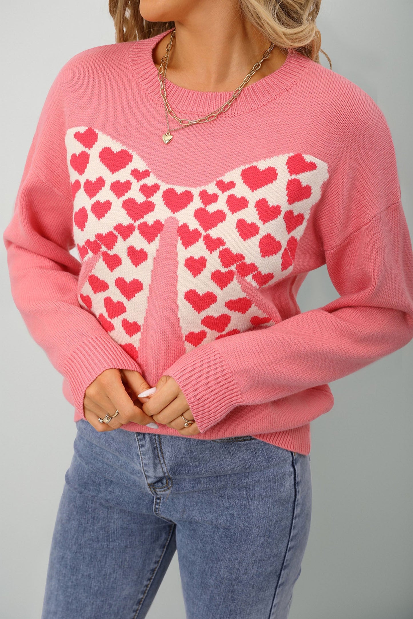 Pink Heart Bow Sweater RTS