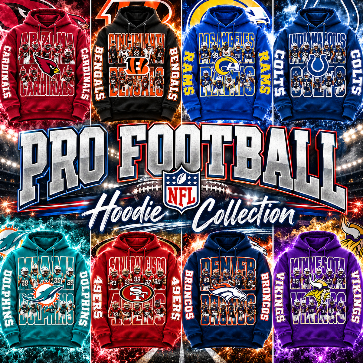 PRO FBALL HOODIE COLLECTION W/ SLEEVE PRINT GROUP 3