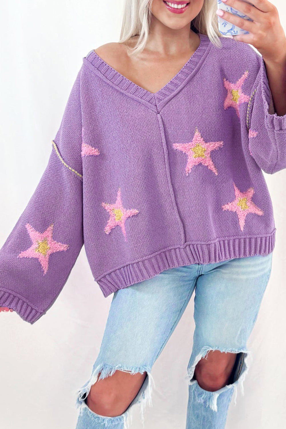Purple Star Oversized Sweater FB