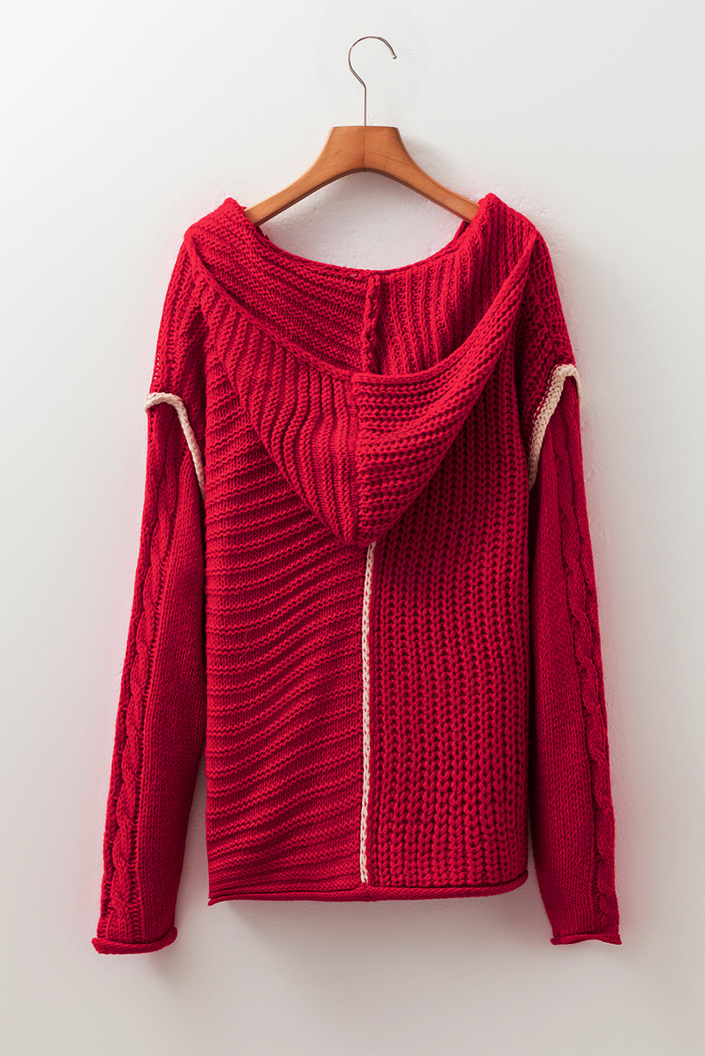 Red Contrast Hooded Sweater August.