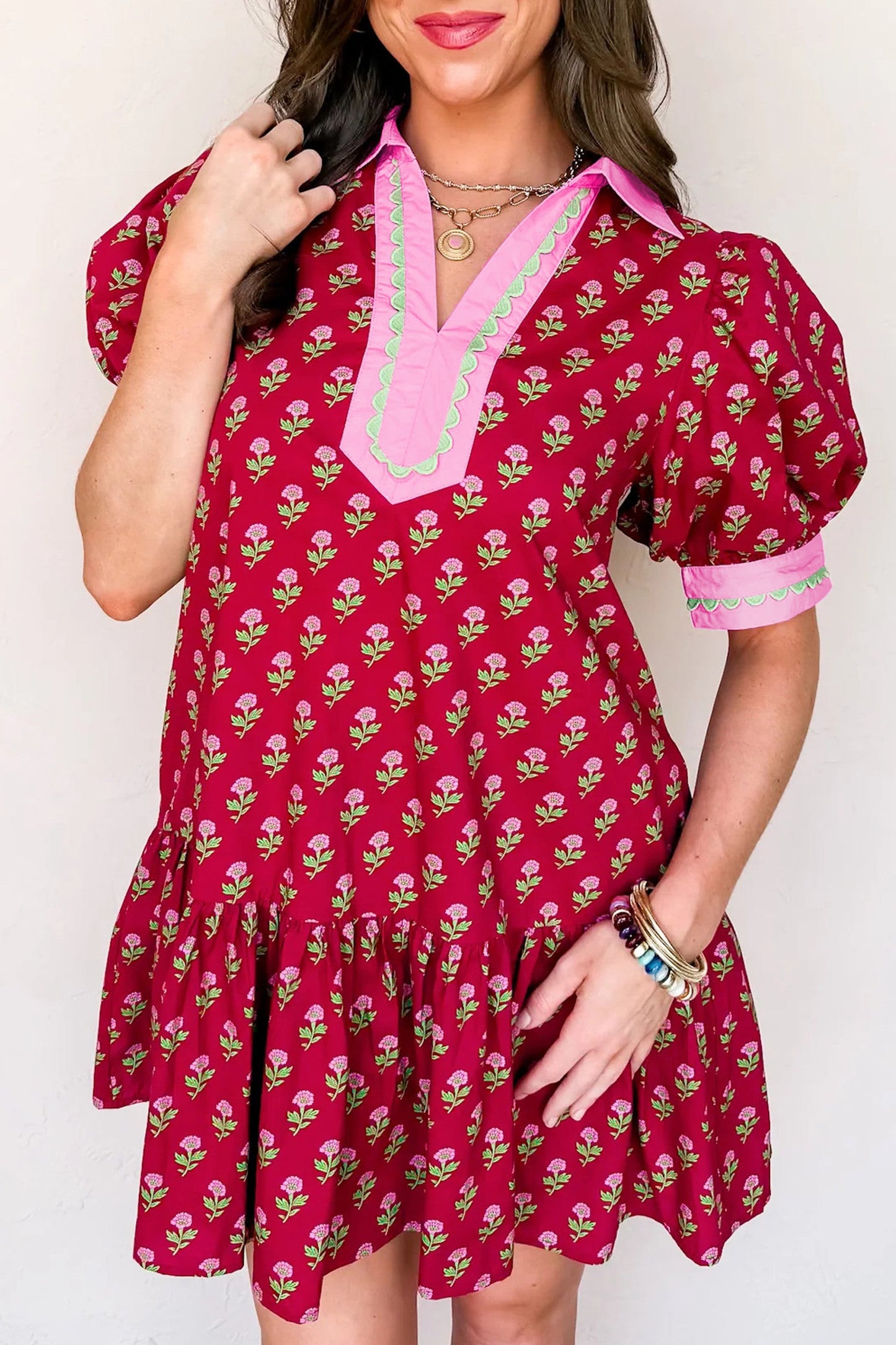 Red Floral Mini Dress December.