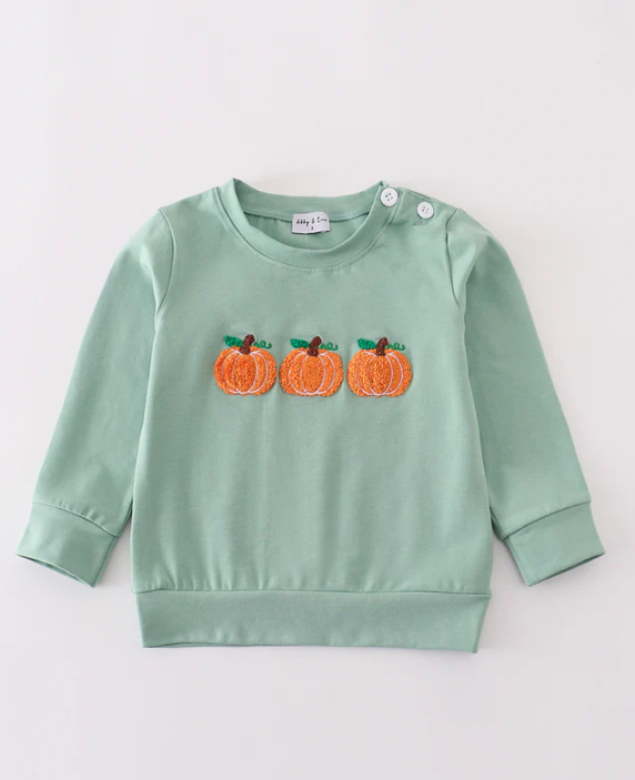 SAGE PUMPKIN EMBROIDERED TOP