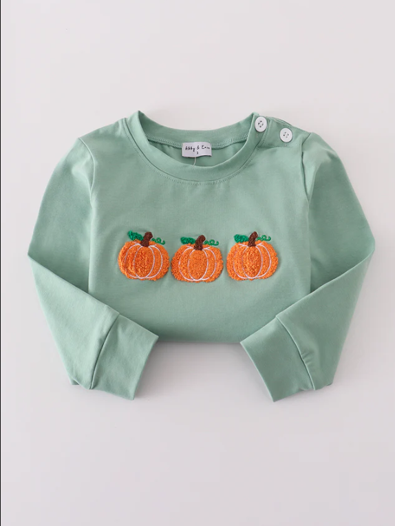 SAGE PUMPKIN EMBROIDERED TOP