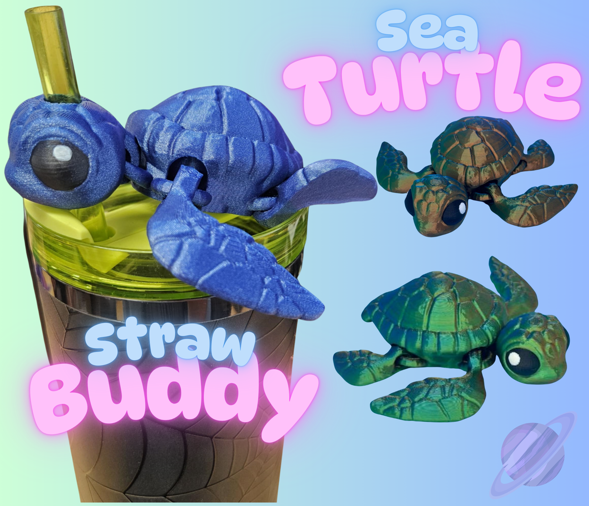 SEA TURTLE-3D PRINTED STRAW BUDDY