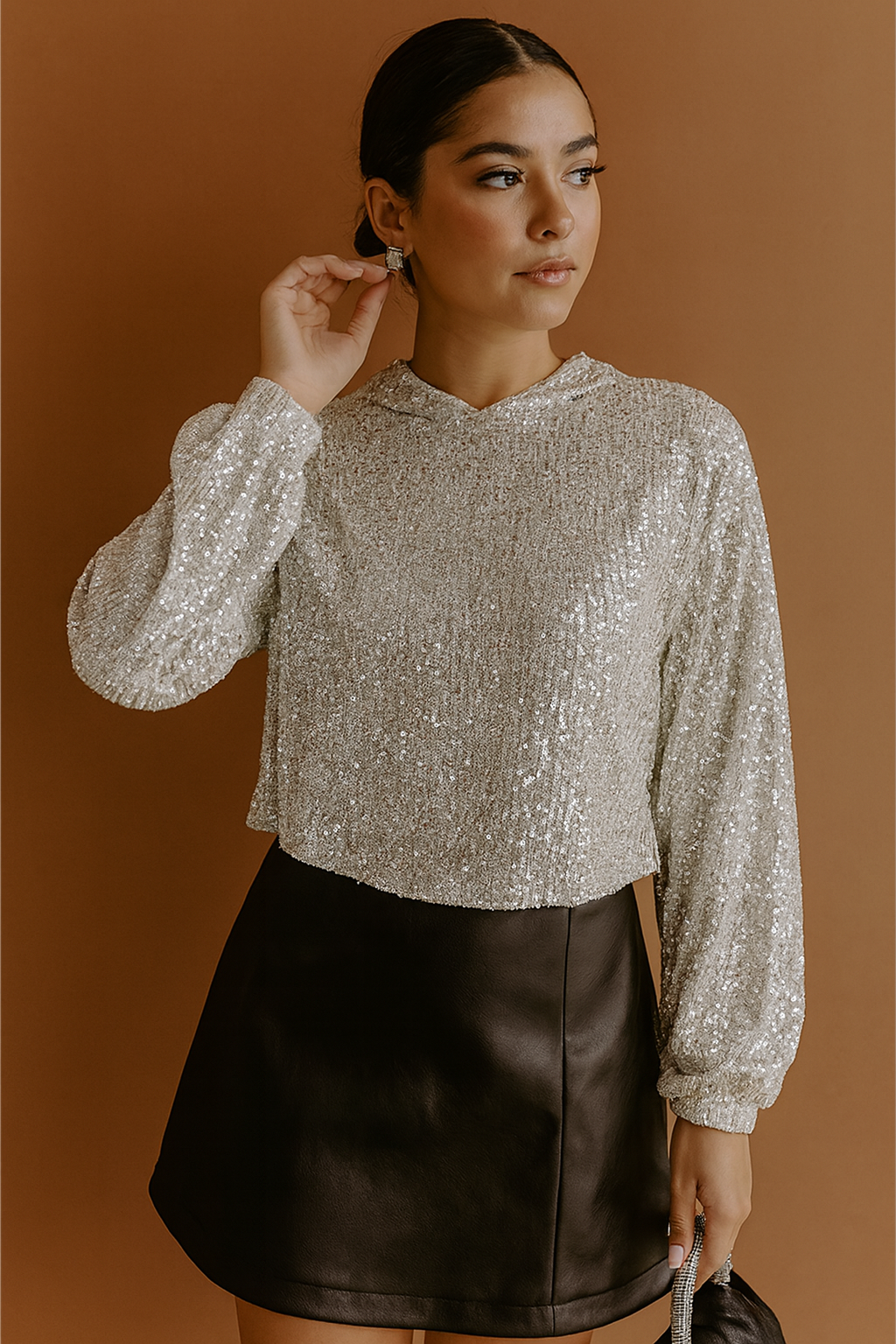 Sequin Hooded Top FB