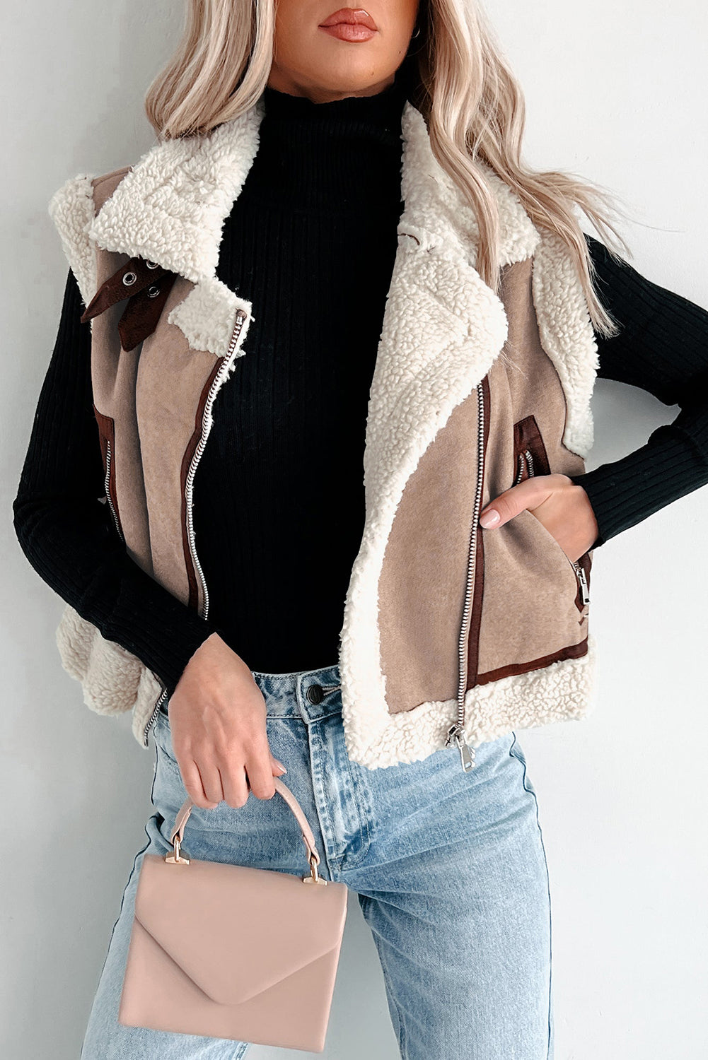Sherpa Lined Collar Vest FB