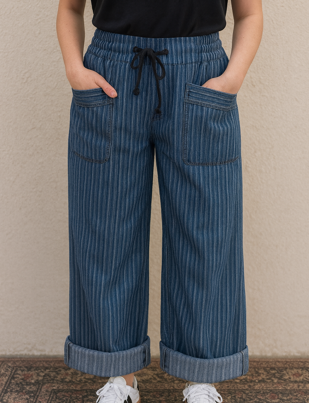 Stripe Drawstring Jeans FB