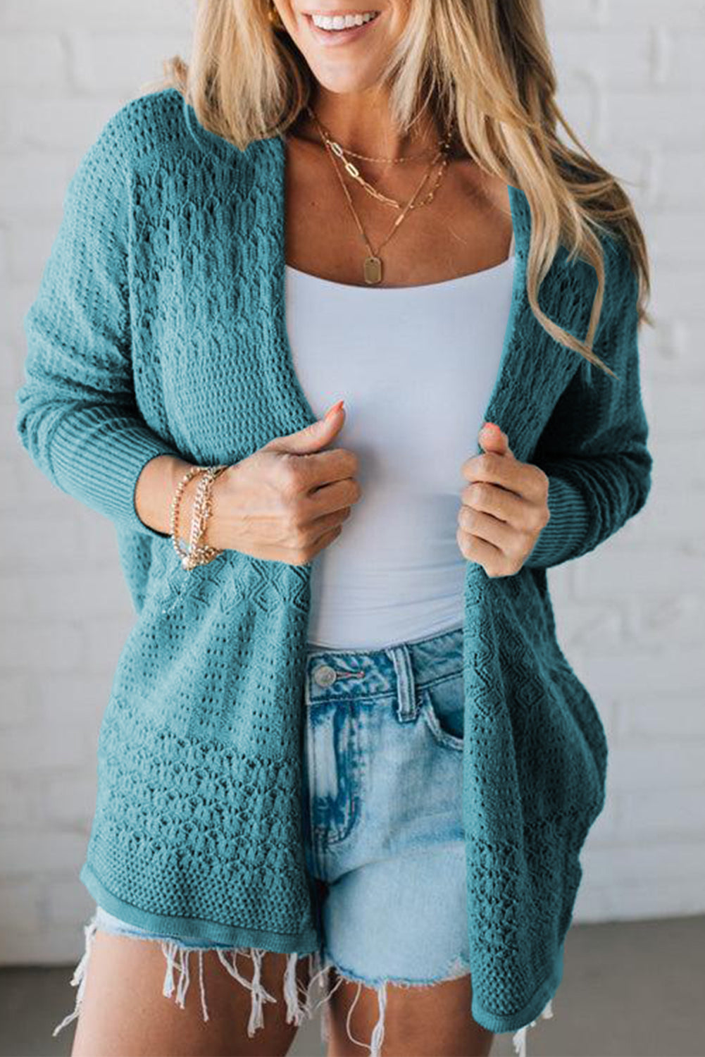 Mix Pattern Hollow Cardigan FB