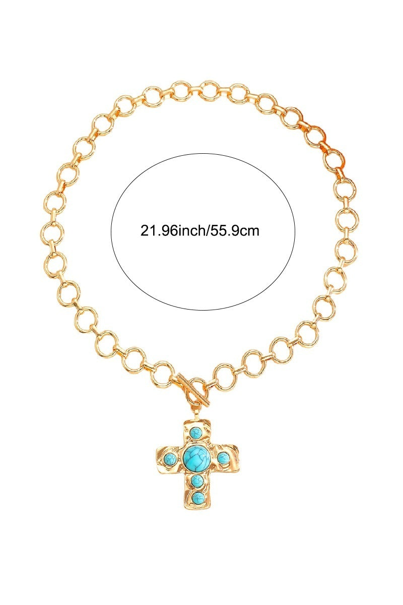 Notable Hammered Cross Necklace Zenana