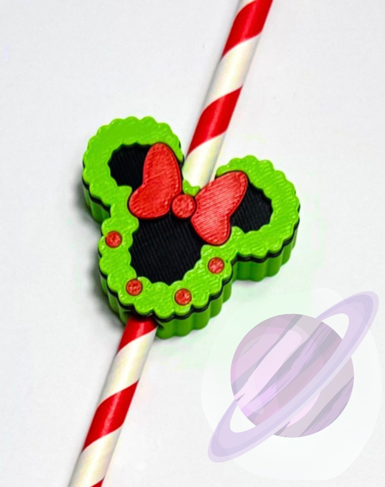 HOLIDAY GIRL MOUSE- 3D PRINTED STRAW CHARM