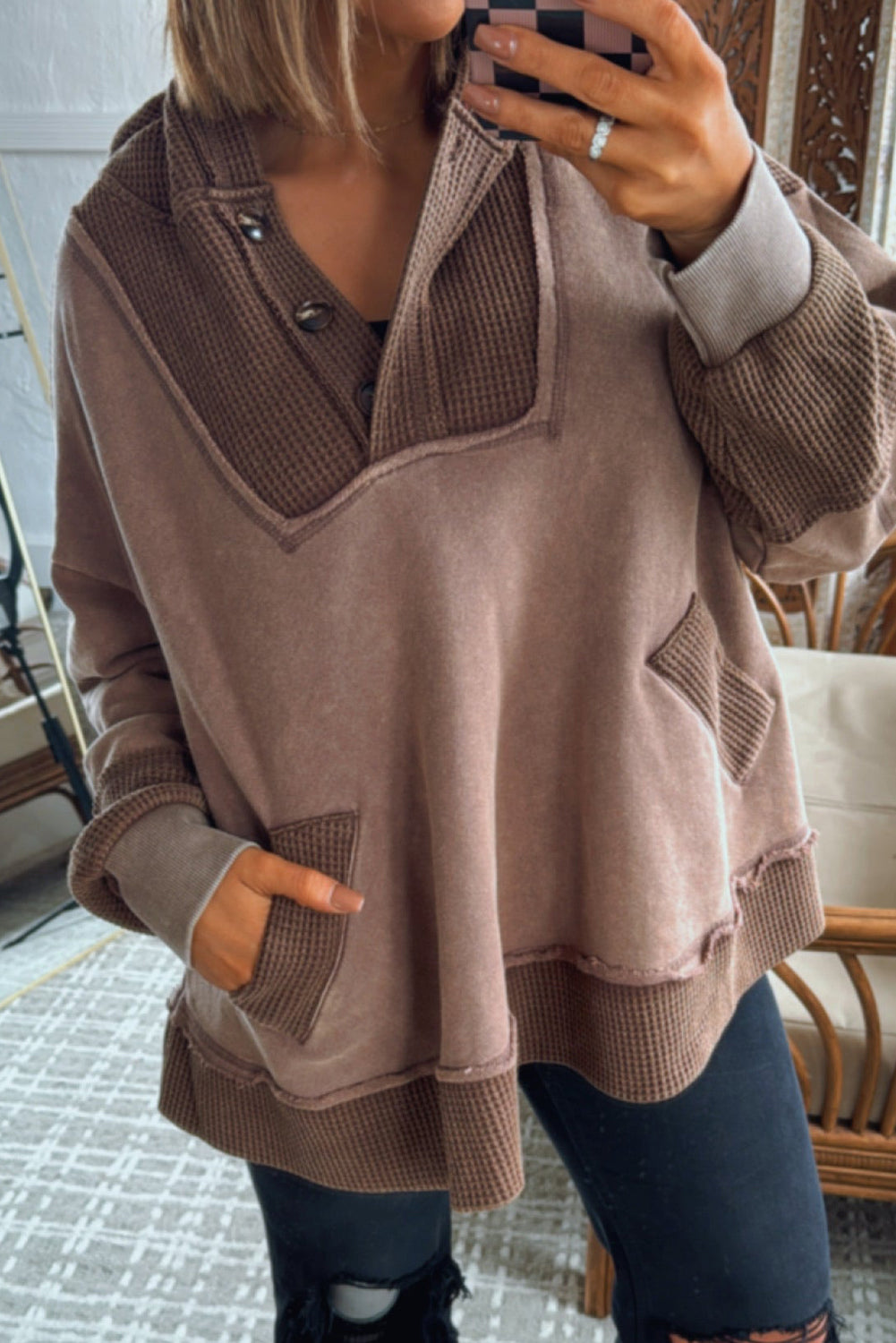 Waffle Patchwork Plus Hoodie RTS