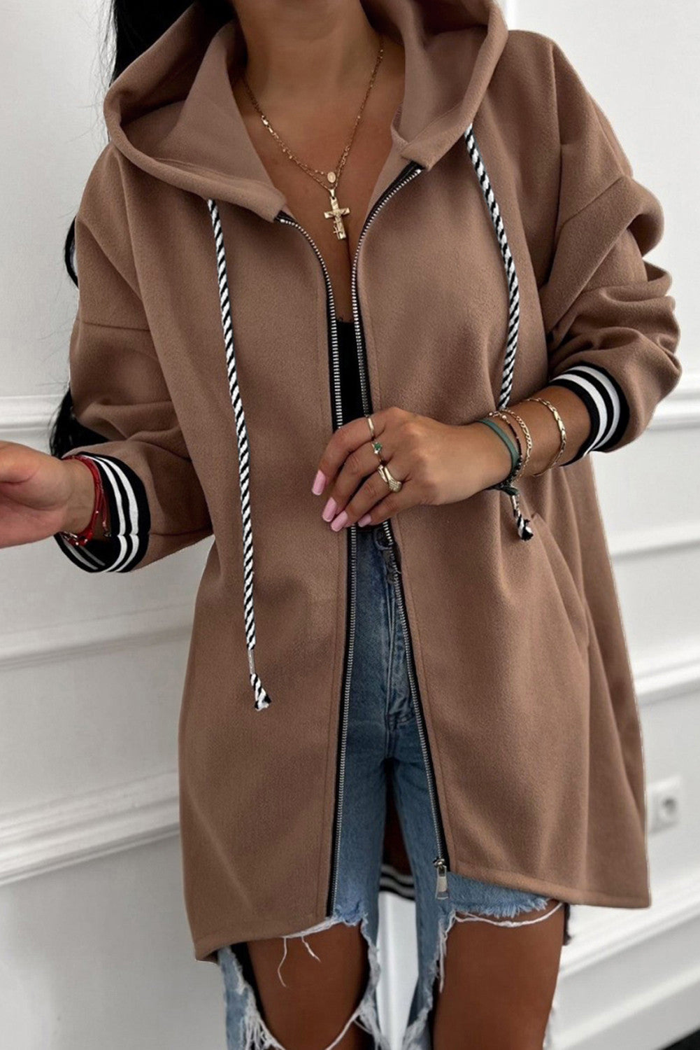 Zip Up Tunic Hoodie LT