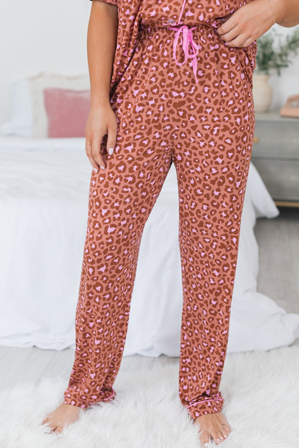 Brown Leopard Print Pajama Set FB