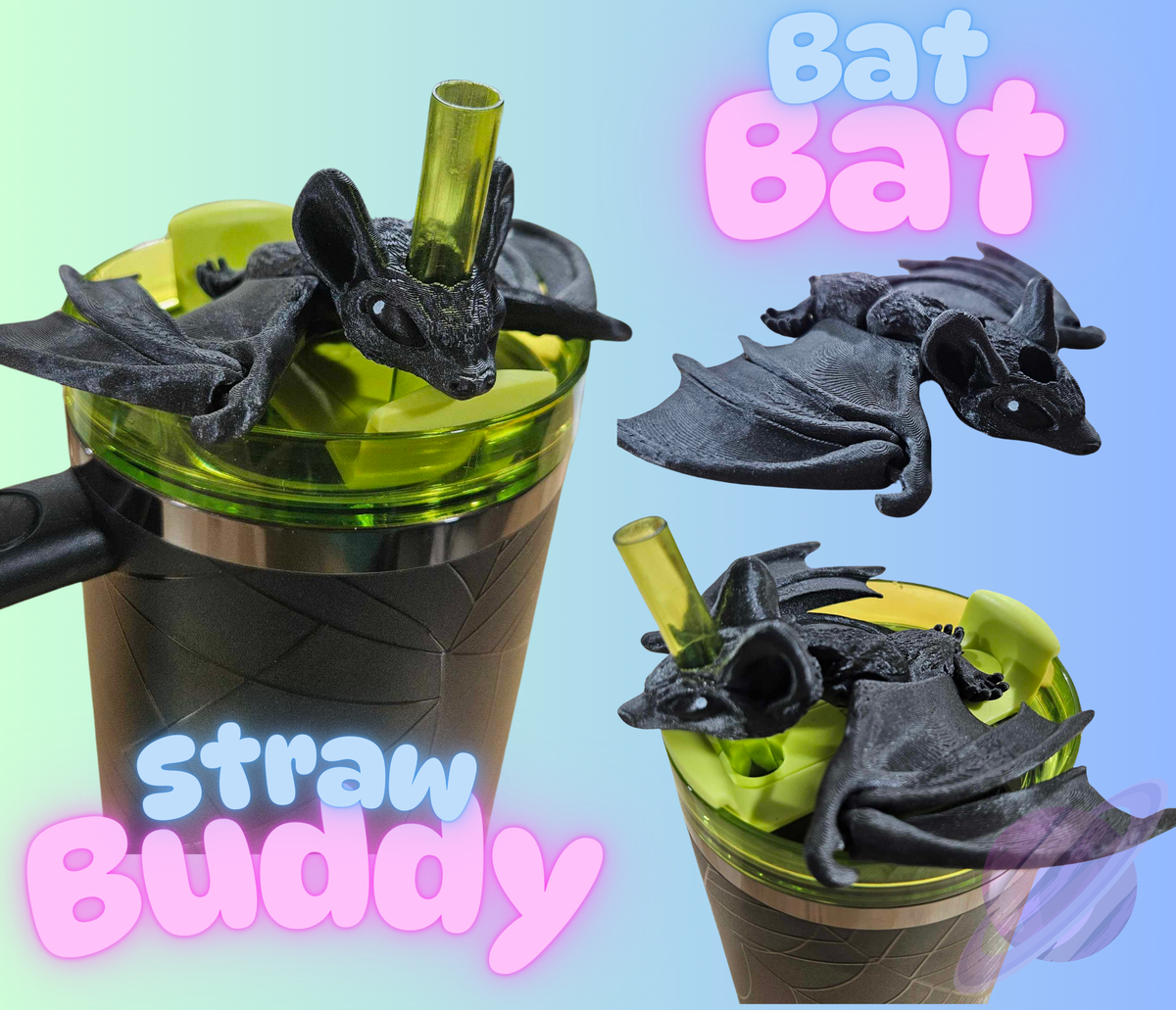 BAT-3D PRINTED STRAW BUDDY