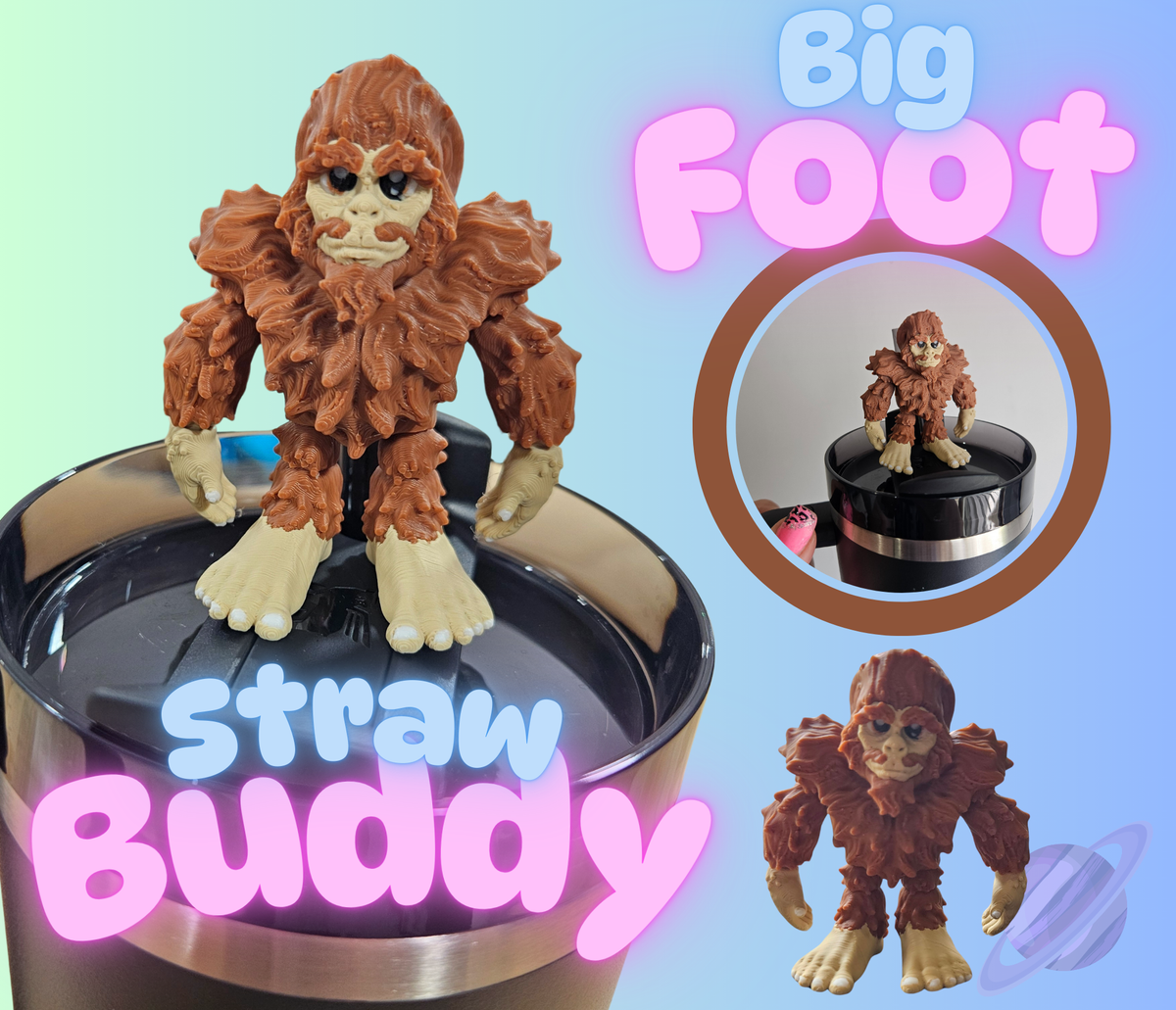 BIG FOOT 3D PRINTED STRAW BUDDY