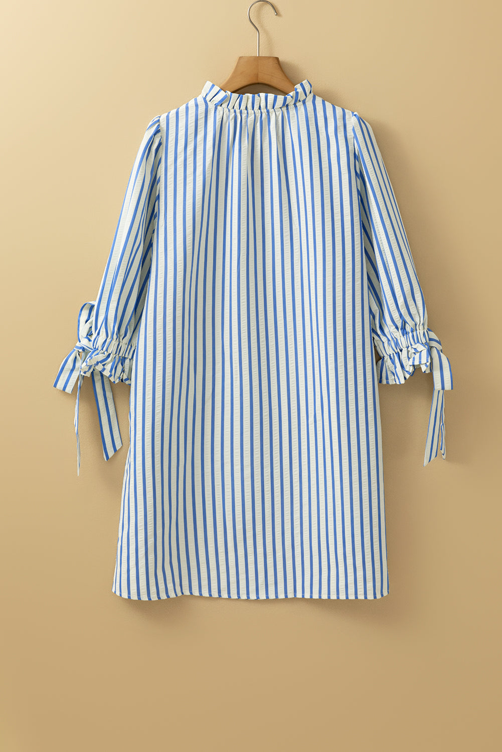 Blue Stripe Knotted Sleeve Dress