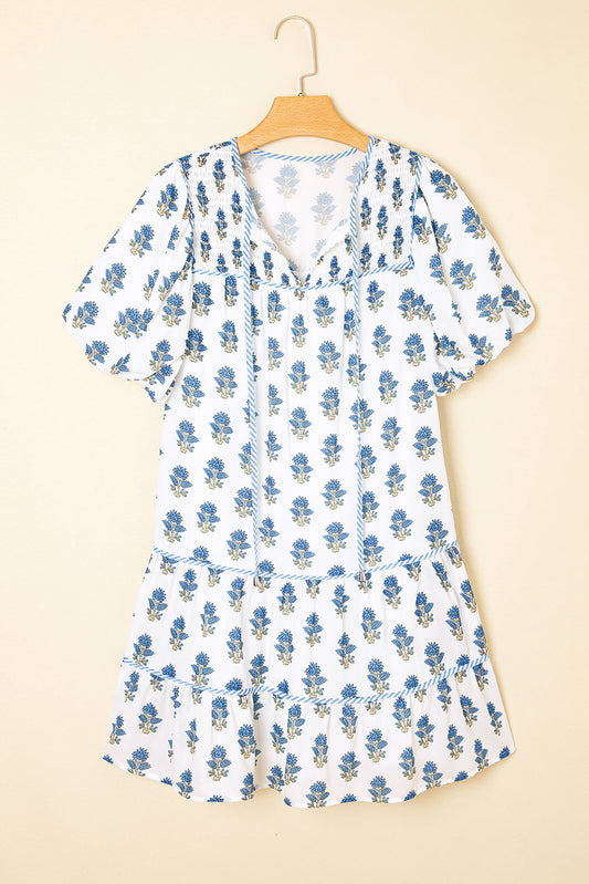Blue Puff Mini Dress
