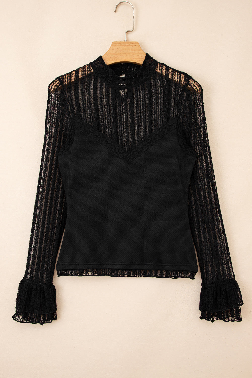 Black Lace Flounce Top August.