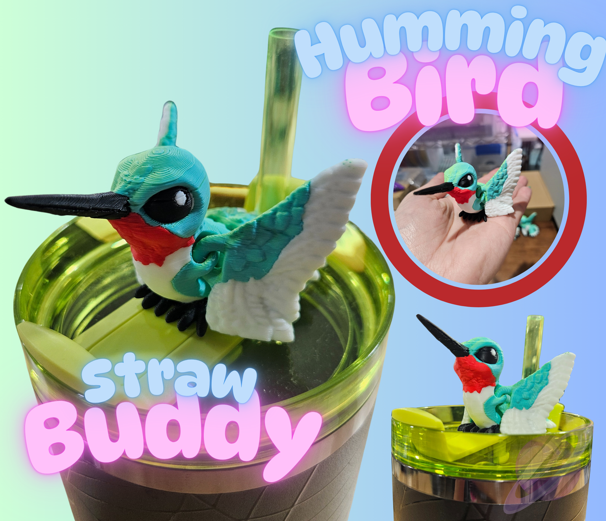 HUMMINGBIRD-3D PRINTED STRAW BUDDY