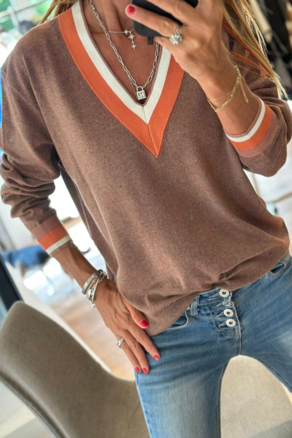 Varsity Trim Sweater October.