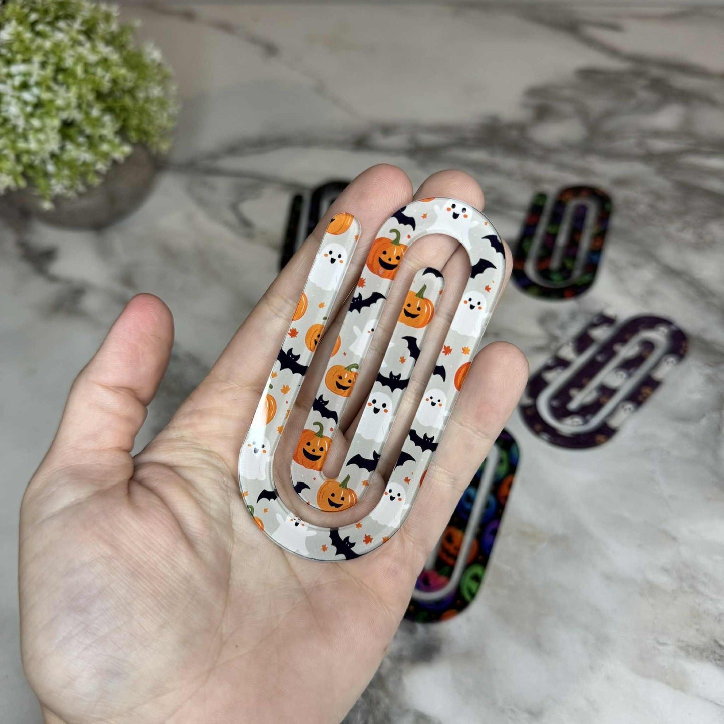 Jumbo Paperclip - Pumpkin Ghost Halloween