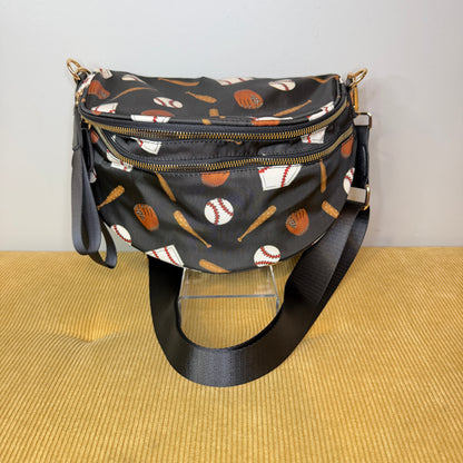 The Roni Nylon Crossbody - Baseball on Black