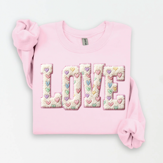 Love Faux Quilt Sweatshirt.