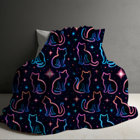 Blanket - Halloween - Black Cat Rainbow Outline - PREORDER