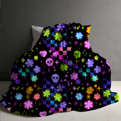Blanket Halloween #11 - Skull Check Floral Star - PREORDER ends 7/25