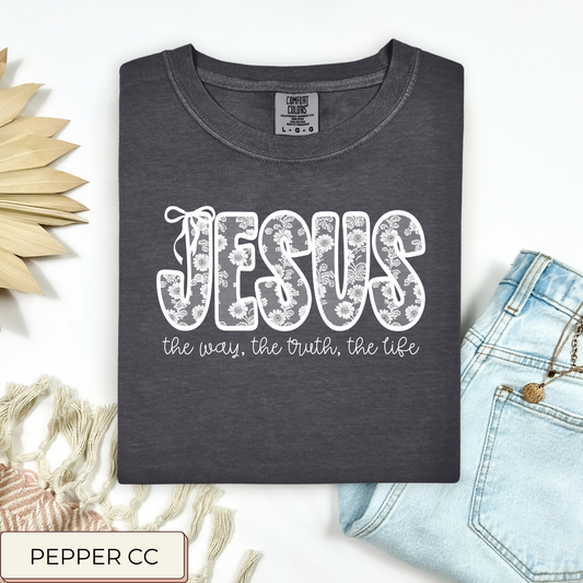 White Lace Jesus Tee.