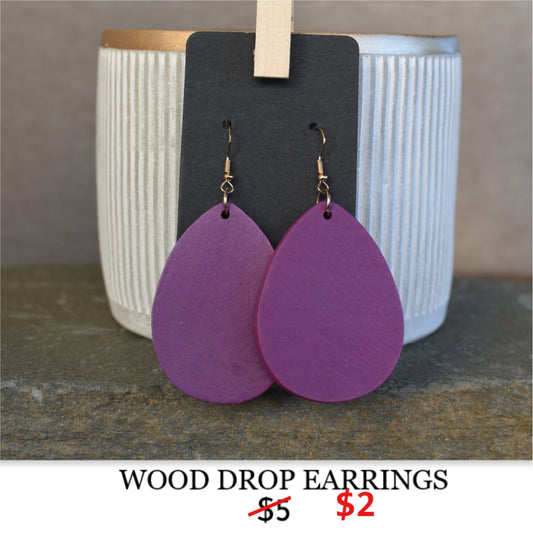 WOOD DROP EARRINGS