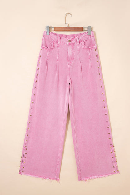 Pink Beaded Detail Loose Jeans