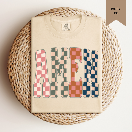 Checkered Amen Tee.