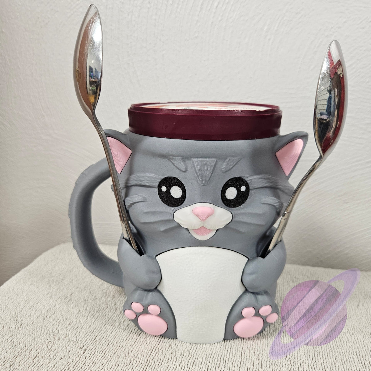 CUDDLES THE CAT- 3D PRINTED ICE CREAM PINT HOLDER