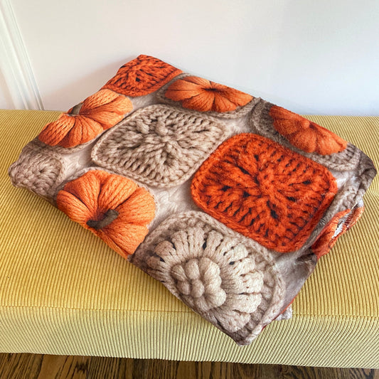 Blanket - Halloween - Knit Pumpkins - PREORDER