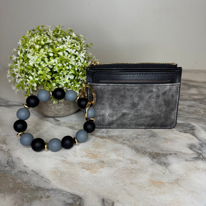 Denim Suede Bracelet Keychain & Card Holder Wallet - PREORDER