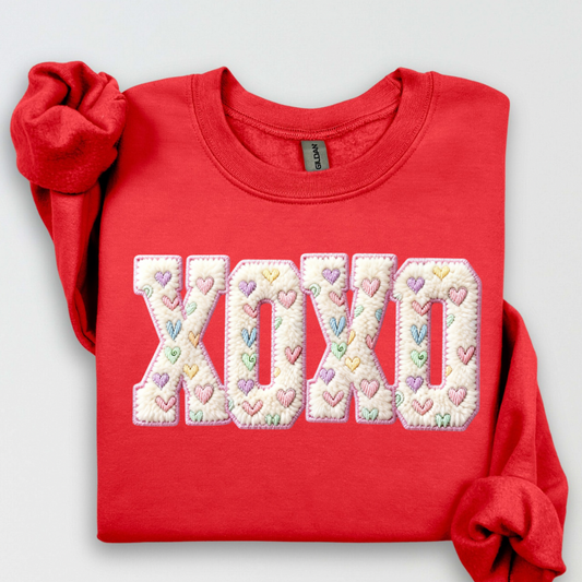 Xoxo Faux Quilt Sweatshirt.
