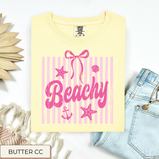 Pink Stripe Beachy Tee.