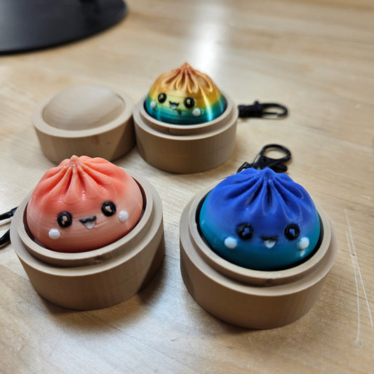 5 PACK MYSTERY FIDGET CLICKER DUMPLING KEYCHAINS- 3D PRINTED