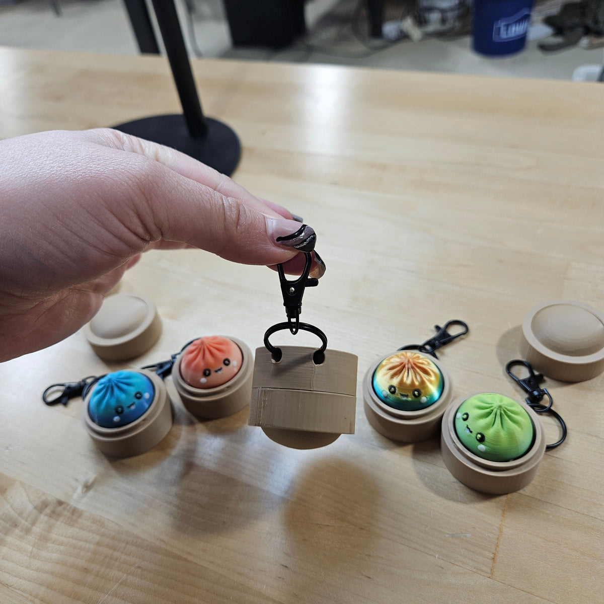 5 PACK MYSTERY FIDGET CLICKER DUMPLING KEYCHAINS- 3D PRINTED