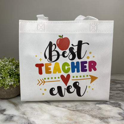 Reusable Tote Bag - Teacher - Best Teacher Ever on White
