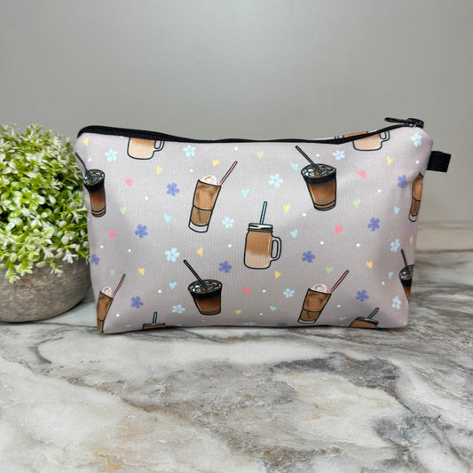 Pouch - Coffee Grey Flowers