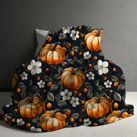 Blanket - Halloween - Pumpkin Floral Vines - PREORDER