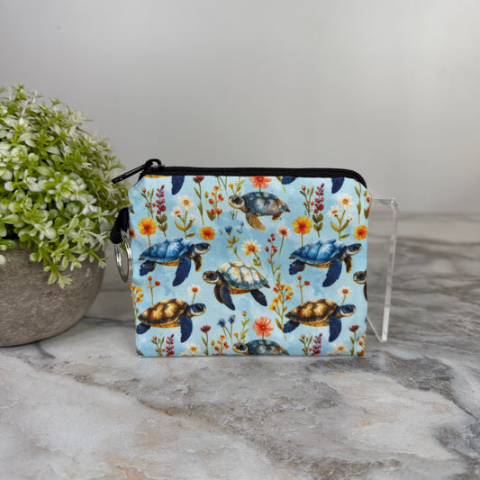 Mini Pouch - Floral Turtle