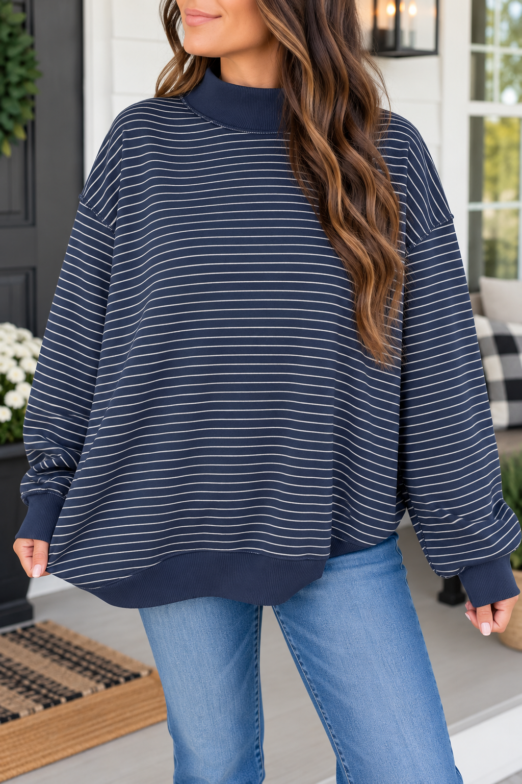 Stripe Ribbed Oversized Sweatshirt RTS