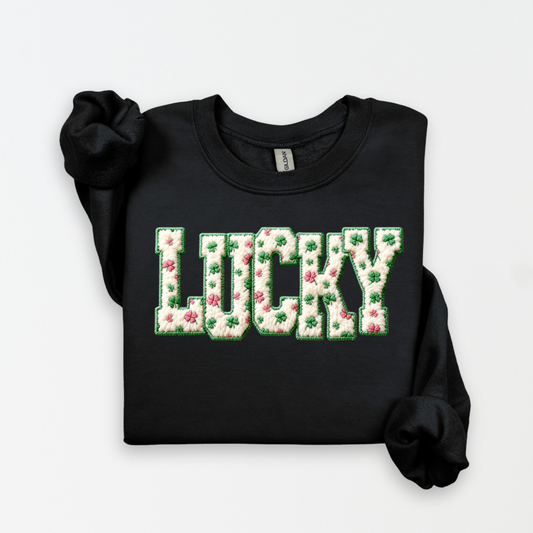 Lucky Faux Quilt Sweatshirt.