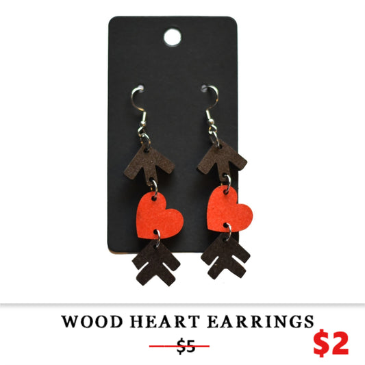 WOOD HEART EARRINGS